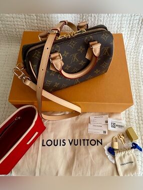 Louis Vuitton Speedy Bandouliere 20 Monogram Canvas Bag Strap Insert Box